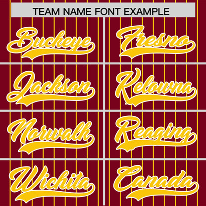 Custom Crimson Gold Pinstripe Personalized Two-Tone Authentic Baseball Jersey