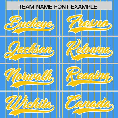 Custom Powder Blue Gold Pinstripe Personalized Two-Tone Authentic Baseball Jersey