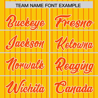 Custom Gold Orange Pinstripe Personalized Two-Tone Authentic Baseball Jersey