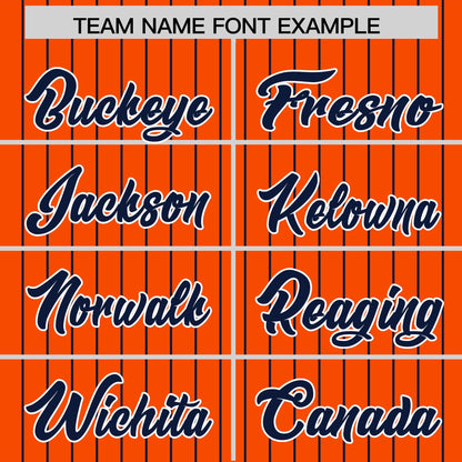 Custom Orange Navy Pinstripe Personalized Two-Tone Authentic Baseball Jersey