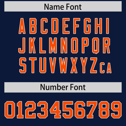 Custom Orange Navy Pinstripe Personalized Two-Tone Authentic Baseball Jersey