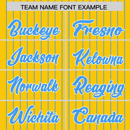 Custom Gold Powder Blue Pinstripe Personalized Two-Tone Authentic Baseball Jersey
