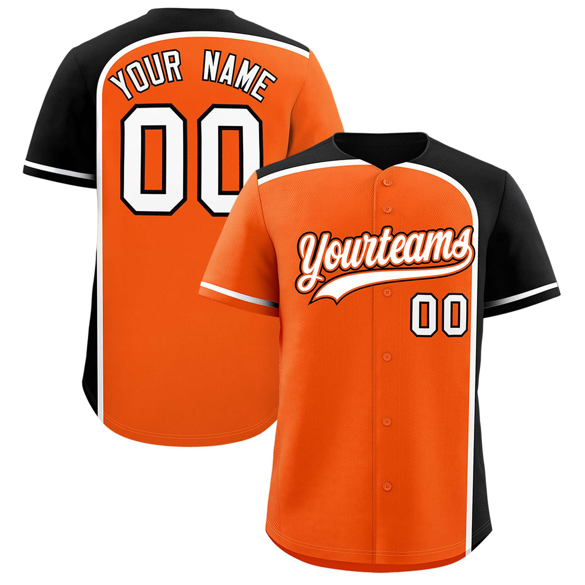 Custom Orange Black Personalized Color Block Authentic Baseball jersey