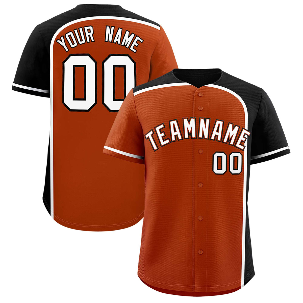 Custom Texas Orange Black Personalized Color Block Authentic Baseball jersey