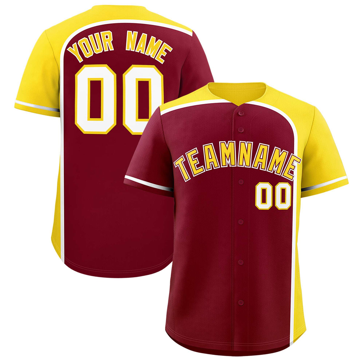 Custom Crimson Gold Personalized Color Block Authentic Baseball jersey