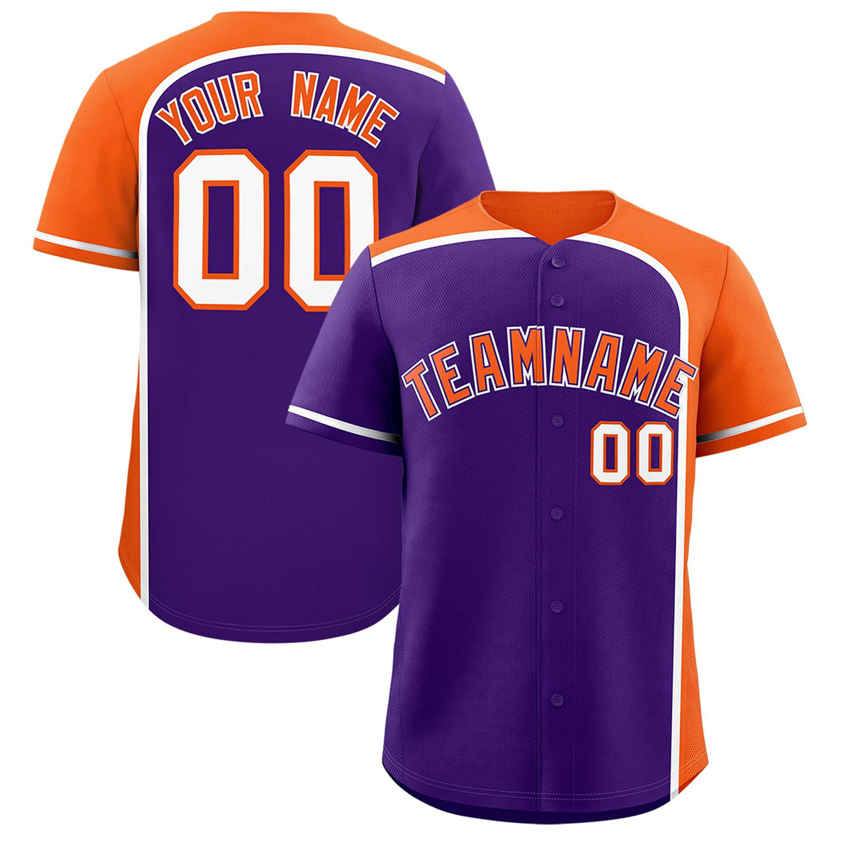 Custom Purple Orange Personalized Color Block Authentic Baseball jersey