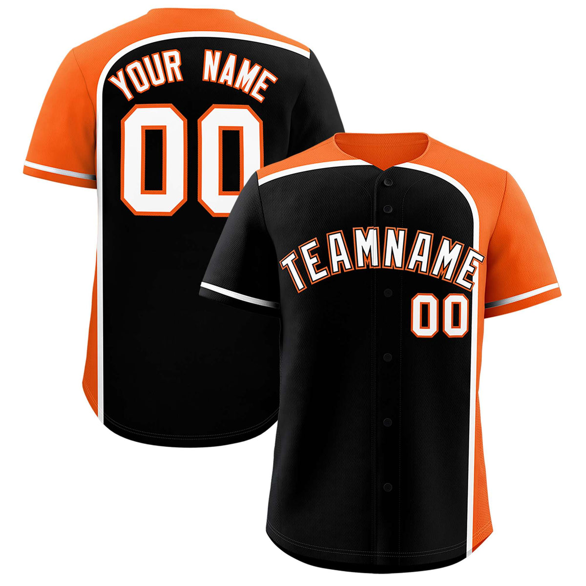 Custom Black Orange Personalized Color Block Authentic Baseball jersey