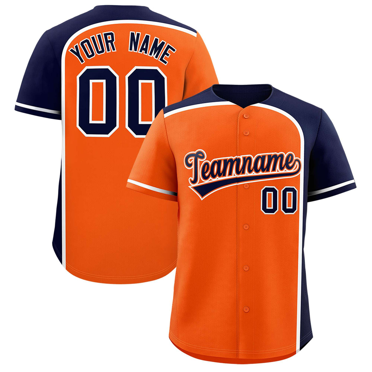 Custom Orange Navy Personalized Color Block Authentic Baseball jersey
