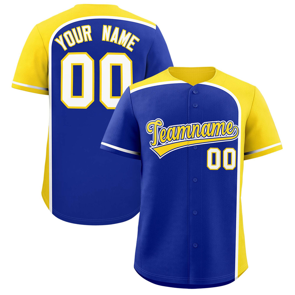 Custom Royal Gold Personalized Color Block Authentic Baseball jersey