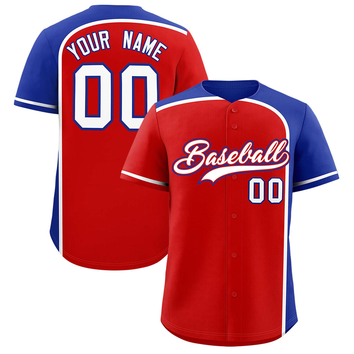 Custom Red Royal Personalized Color Block Authentic Baseball jersey