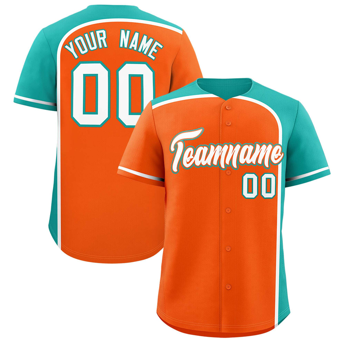 Custom Orange Aqua Personalized Color Block Authentic Baseball jersey