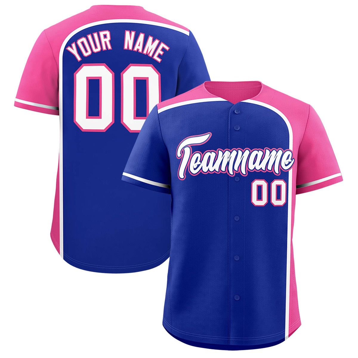 Custom Royal Pink Personalized Color Block Authentic Baseball jersey