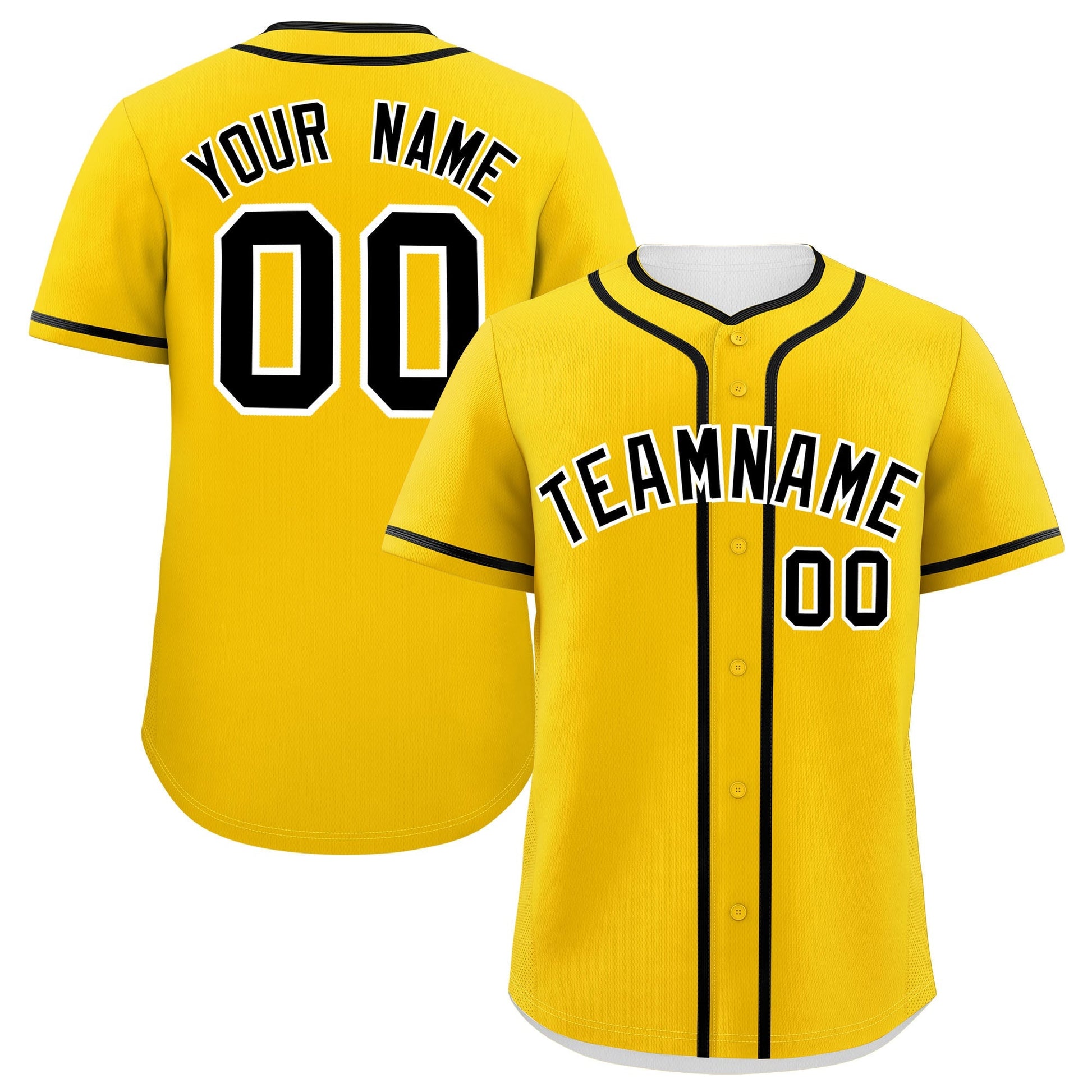 Custom Gold Black Personalized Classic Authentic Baseball Jersey