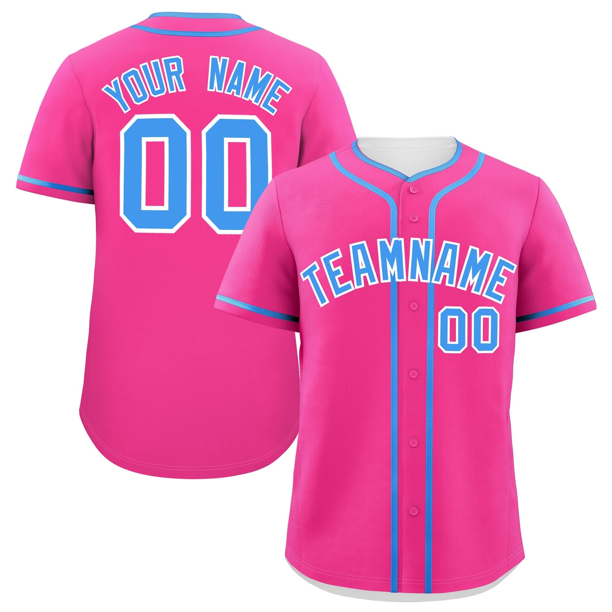 Custom Pink Powder Blue Personalized Classic Authentic Baseball Jersey