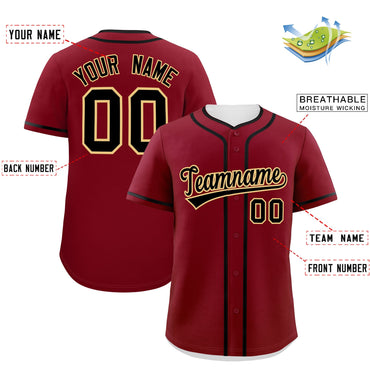Custom Crimson Black Personalized Classic Authentic Baseball Jersey