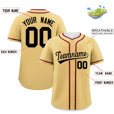 Custom Khaki Crimson Personalized Classic Authentic Baseball Jersey