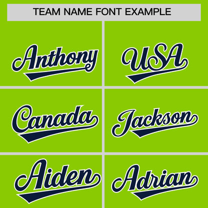 Custom Neon Green Navy Personalized Classic Authentic Baseball Jersey