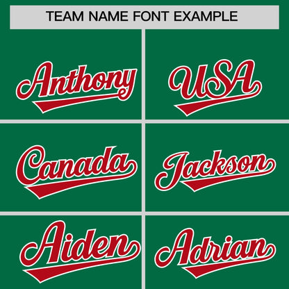 Custom Kelly Green Red Personalized Classic Authentic Baseball Jersey