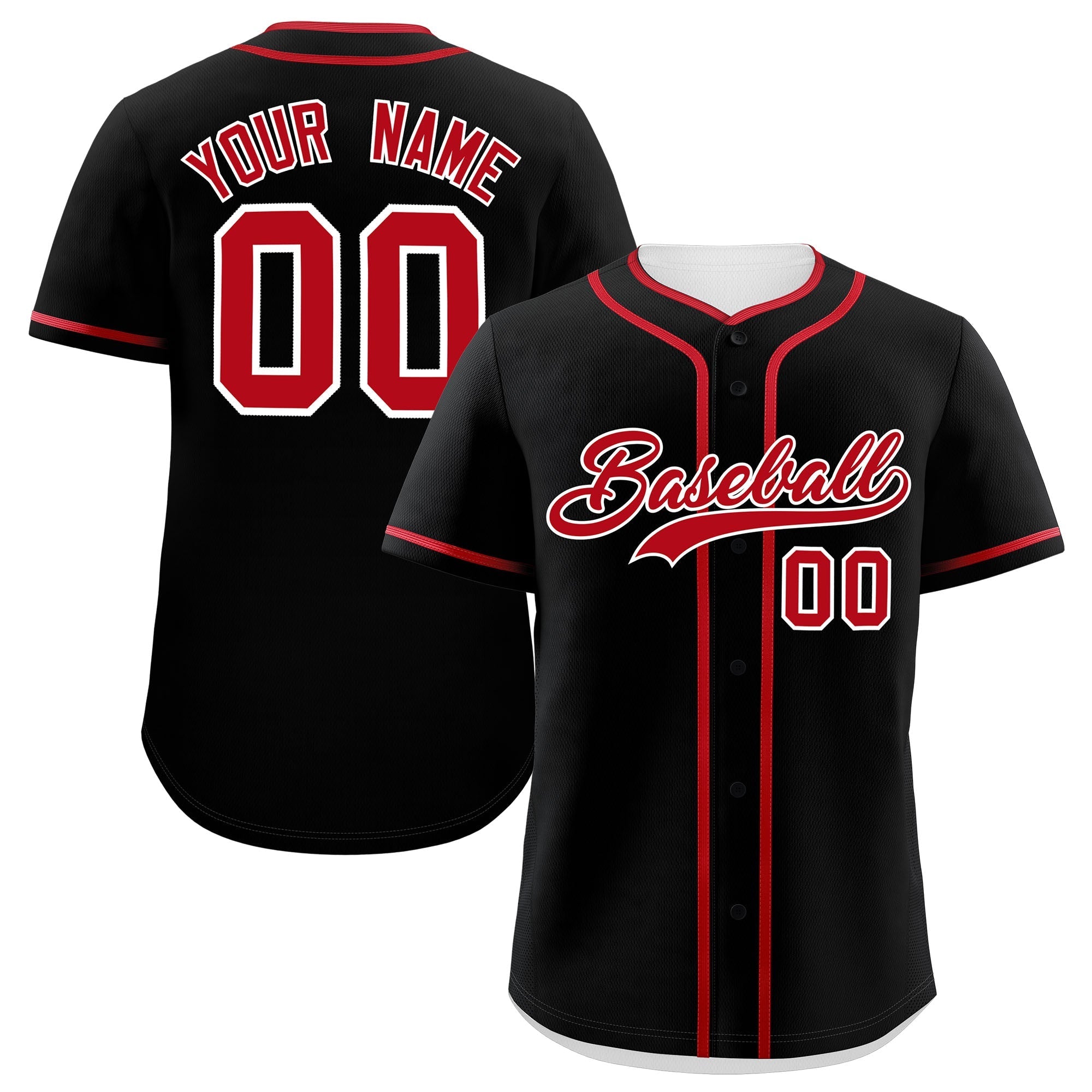 Custom Black Red Personalized Classic Authentic Baseball Jersey
