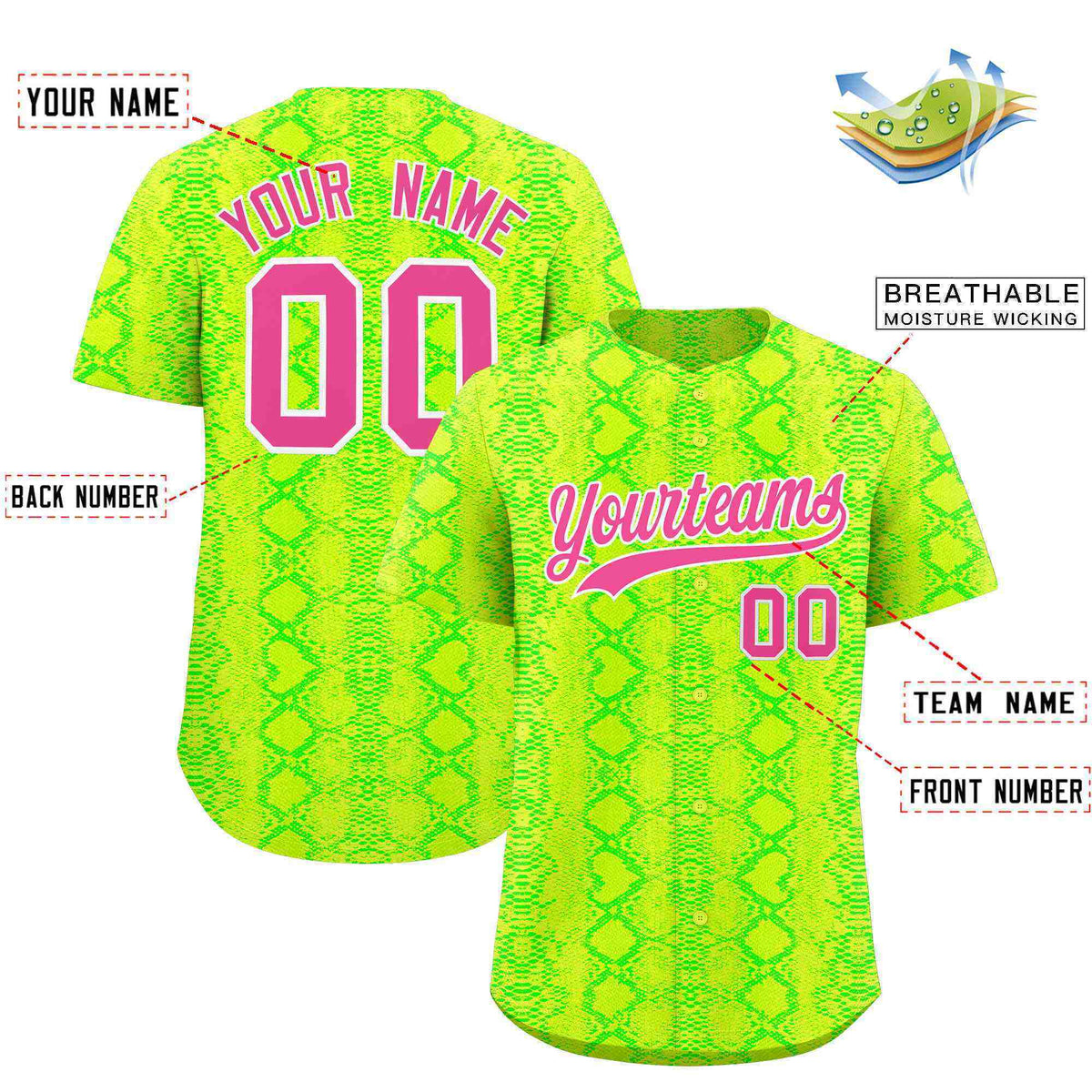 Custom Multi Color Snakeskin Pattern Authentic Baseball Jersey