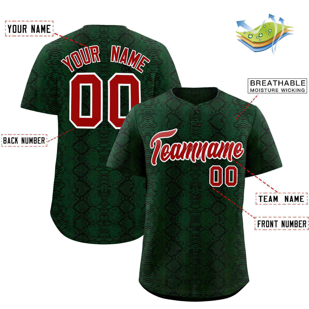 Custom Multi Color Snakeskin Pattern Authentic Baseball Jersey
