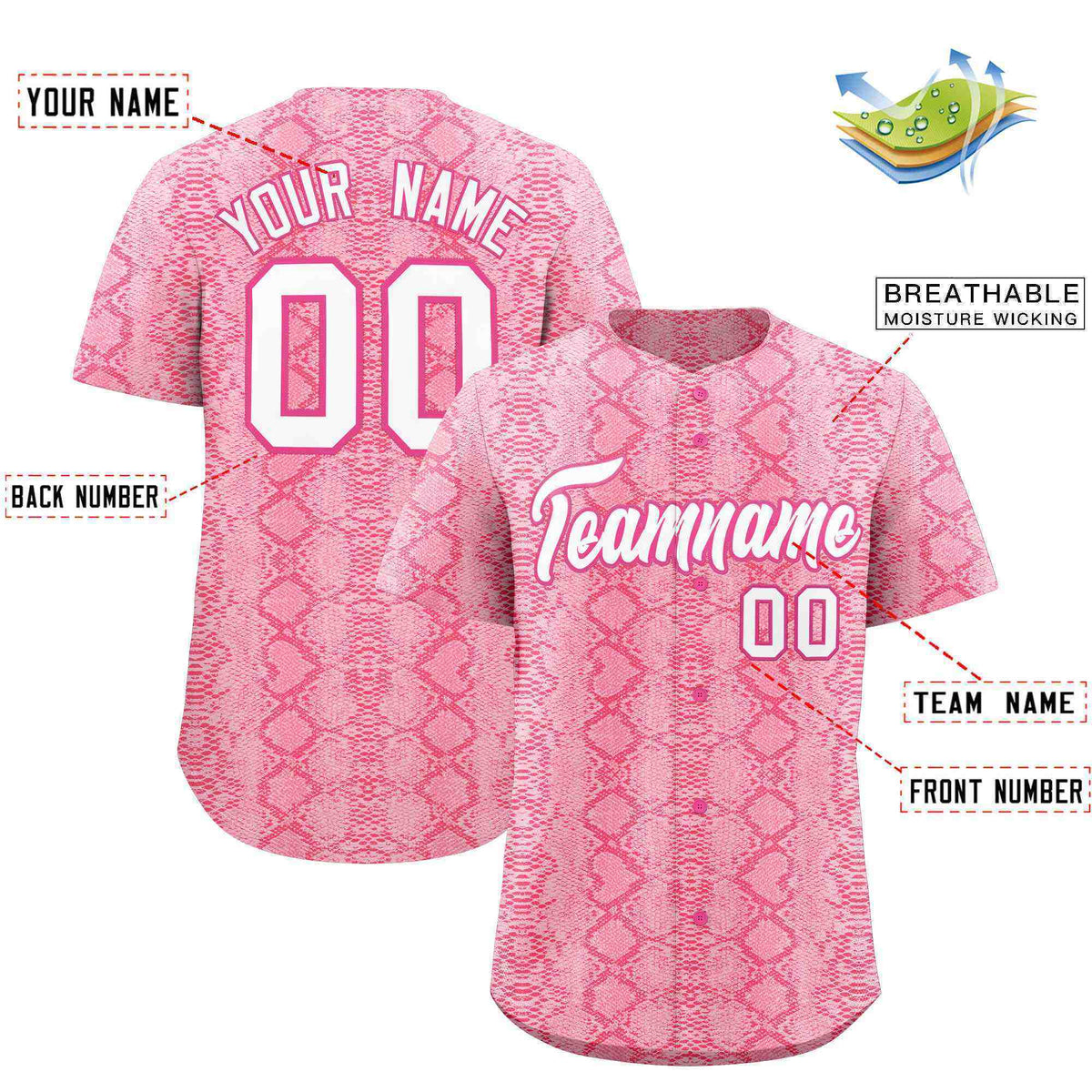 Custom Multi Color Snakeskin Pattern Authentic Baseball Jersey