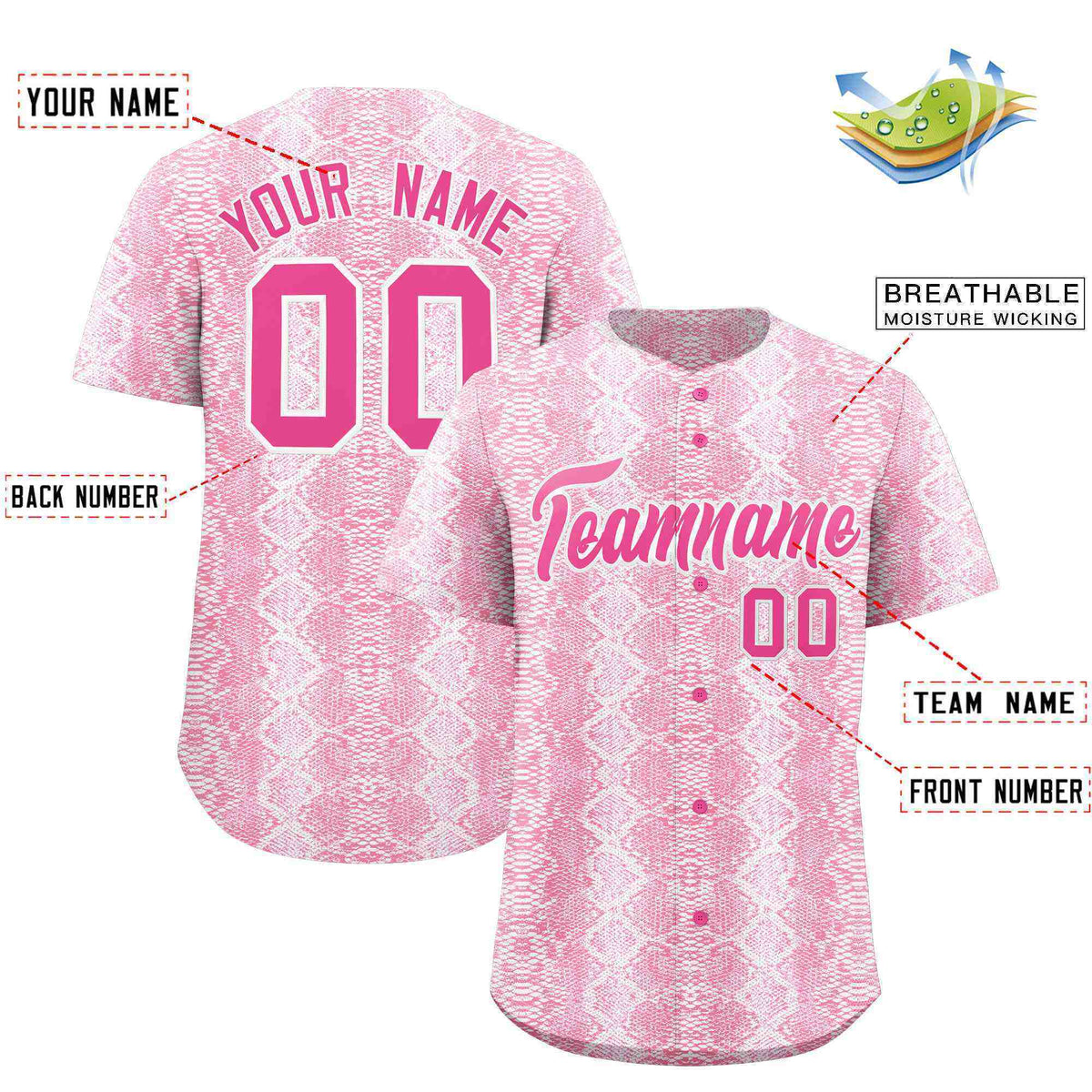 Custom Multi Color Snakeskin Pattern Authentic Baseball Jersey