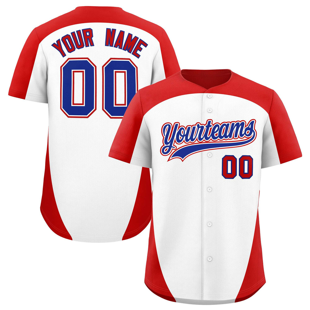 Custom White Red Personalized Edge Color Block Authentic Baseball Jersey