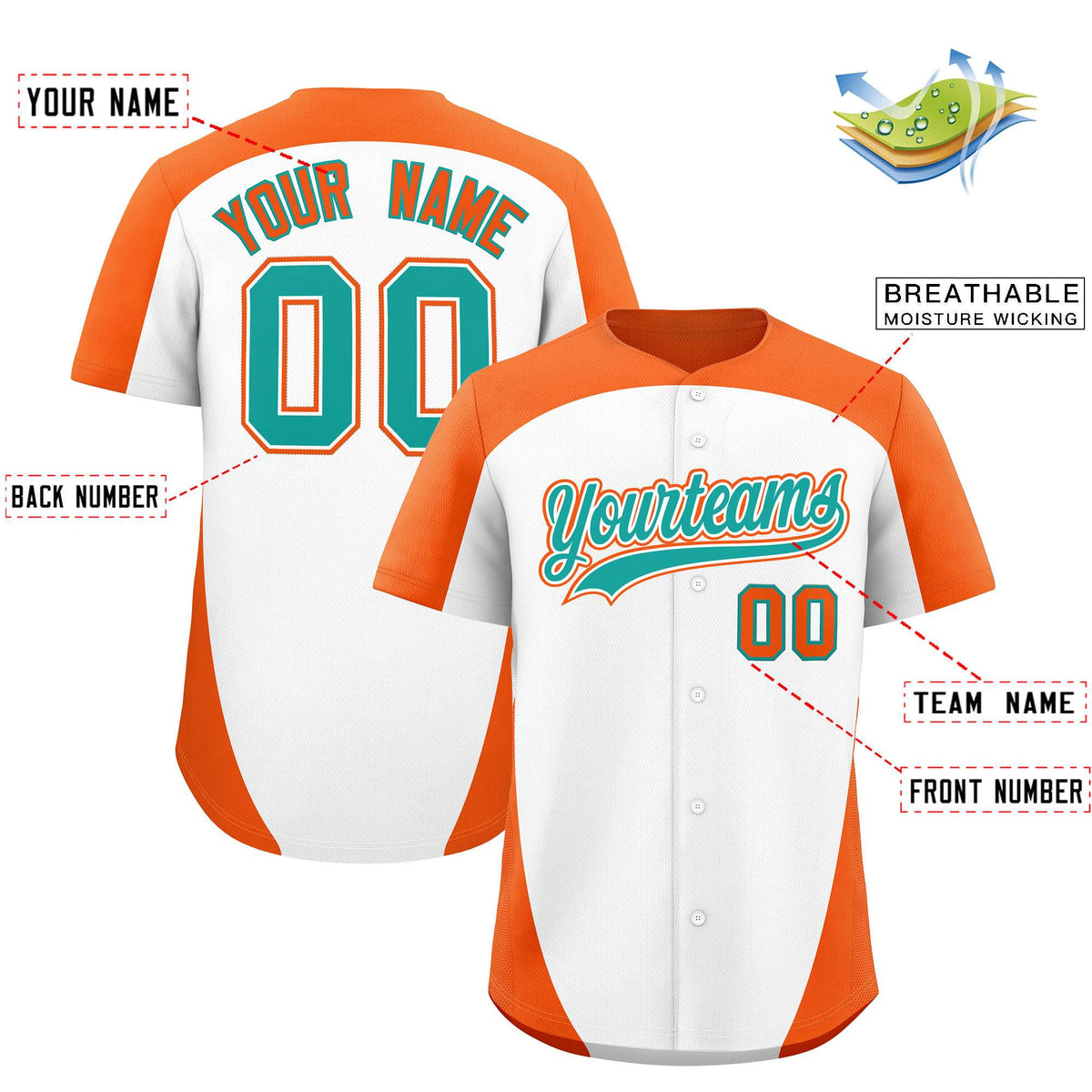Custom White Orange Personalized Edge Color Block Authentic Baseball Jersey