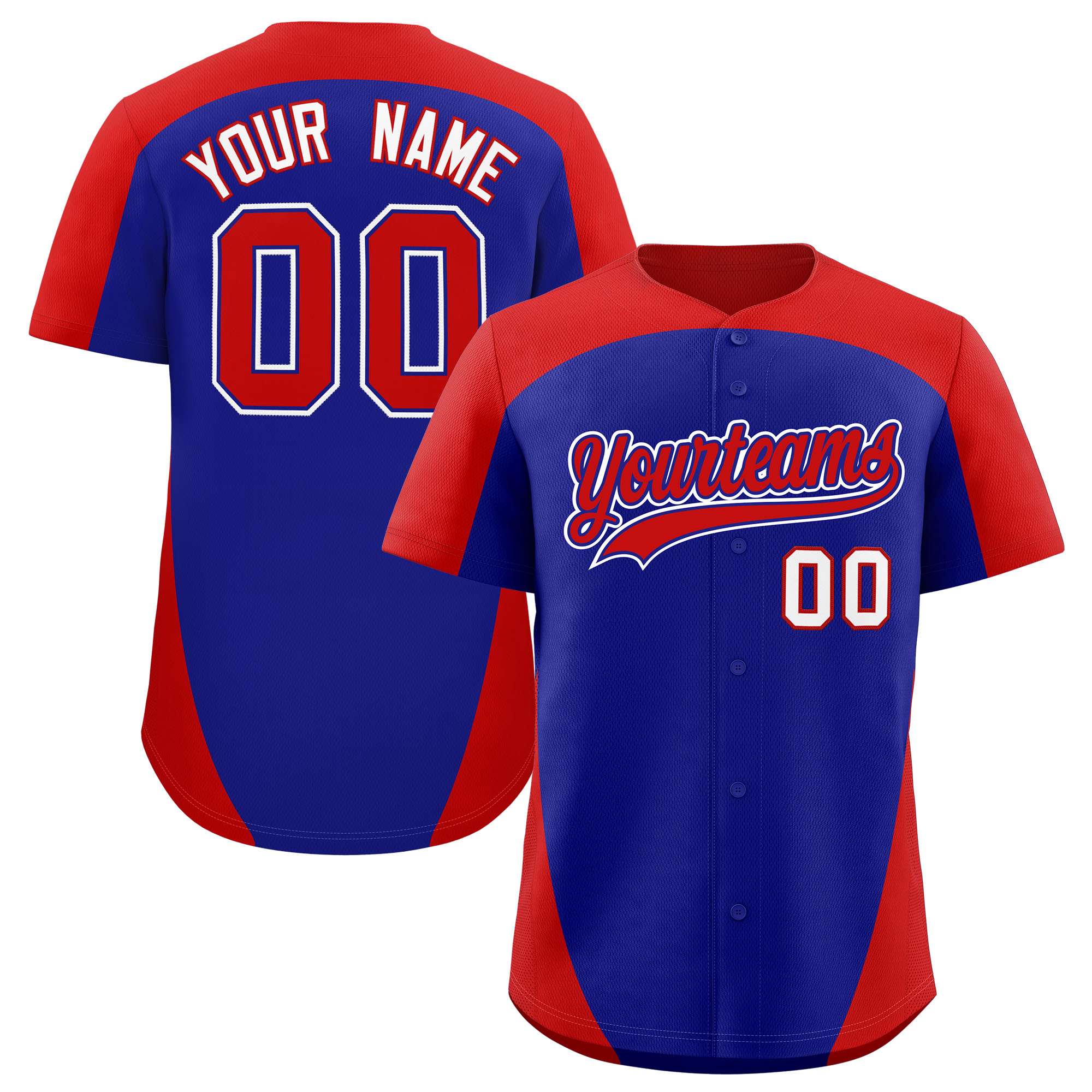 Custom Royal Red Personalized Edge Color Block Authentic Baseball Jersey
