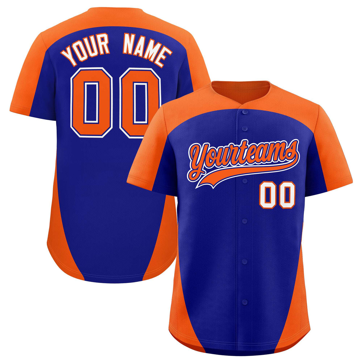 Custom Royal Orange Personalized Edge Color Block Authentic Baseball Jersey