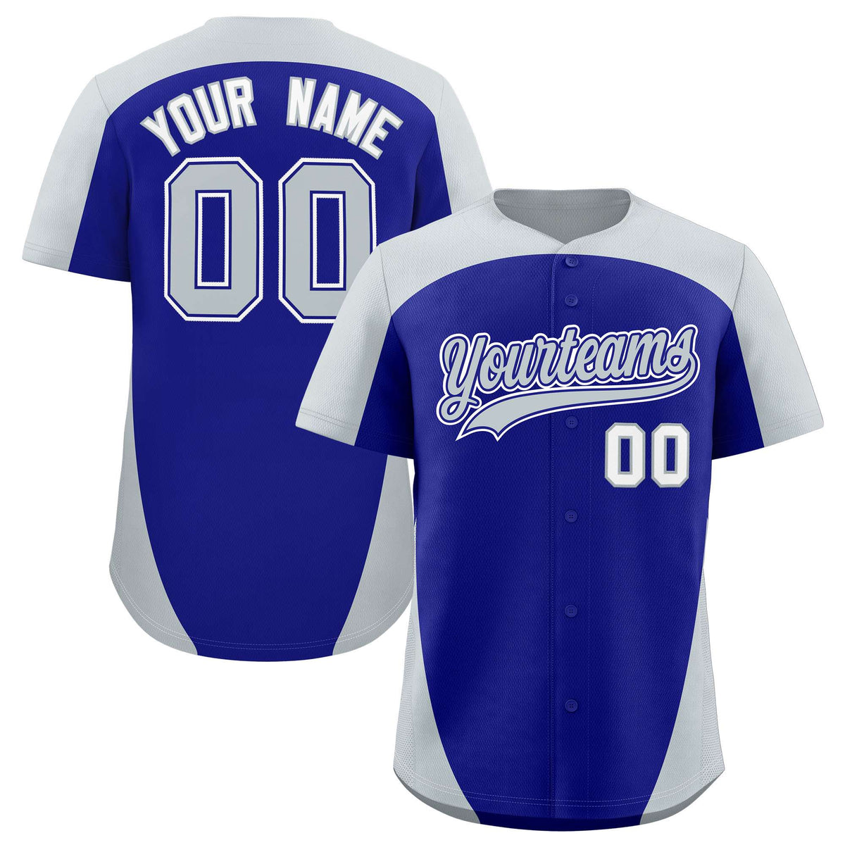 Custom Royal Silver Personalized Edge Color Block Authentic Baseball Jersey