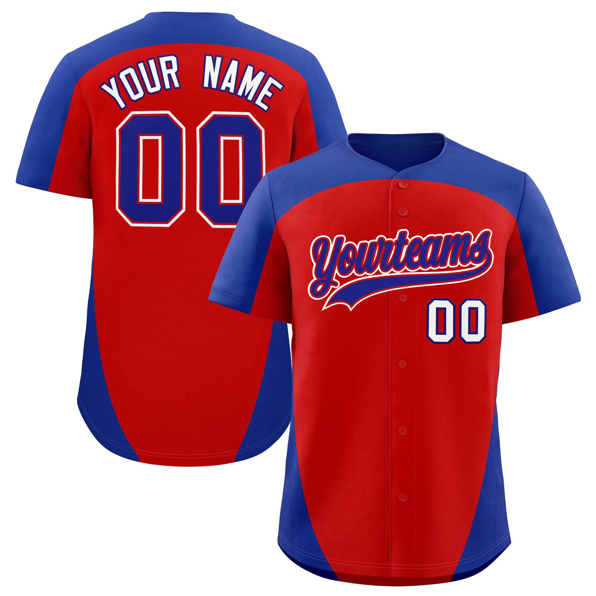 Custom Red Royal Personalized Edge Color Block Authentic Baseball Jersey