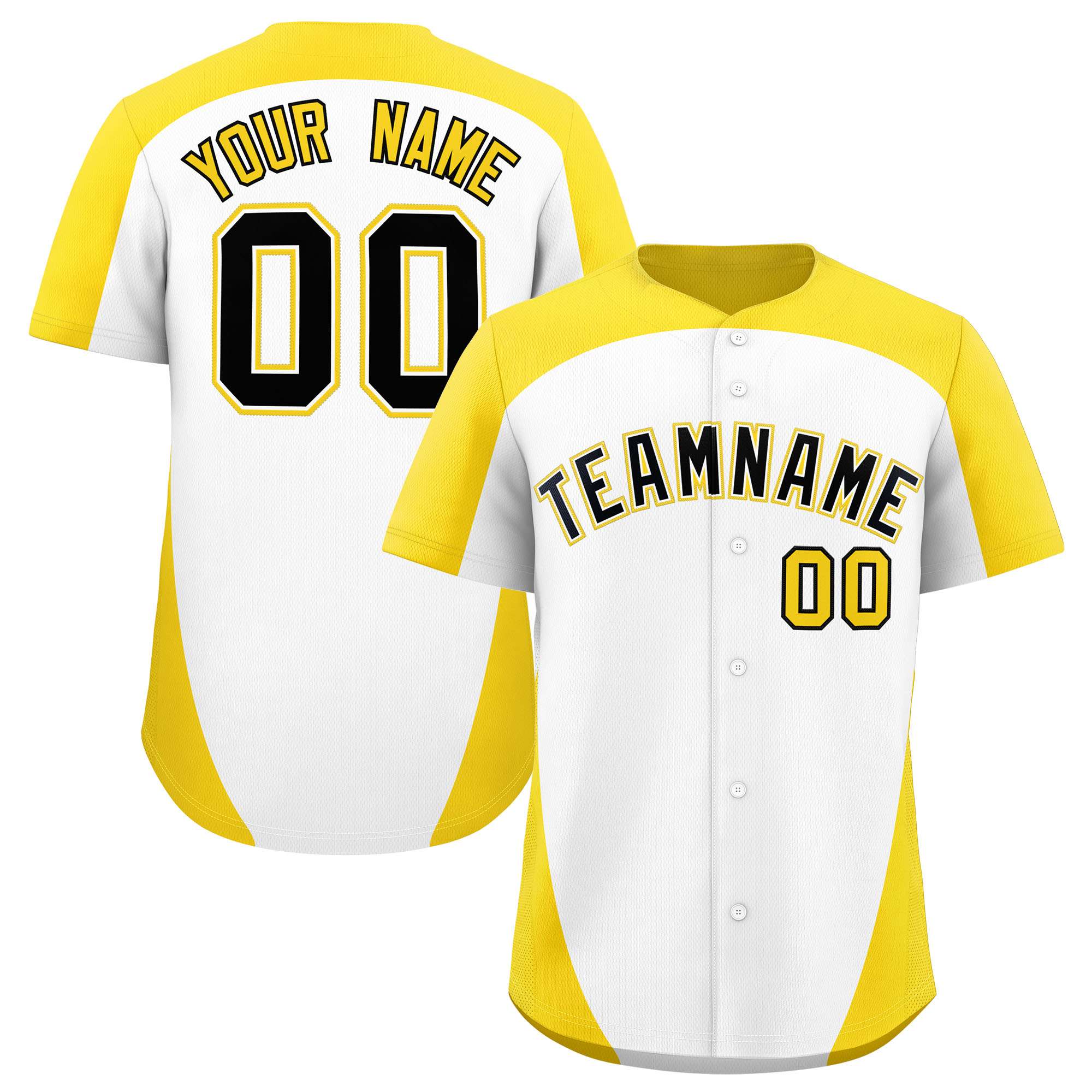 Custom White Gold Personalized Edge Color Block Authentic Baseball Jersey