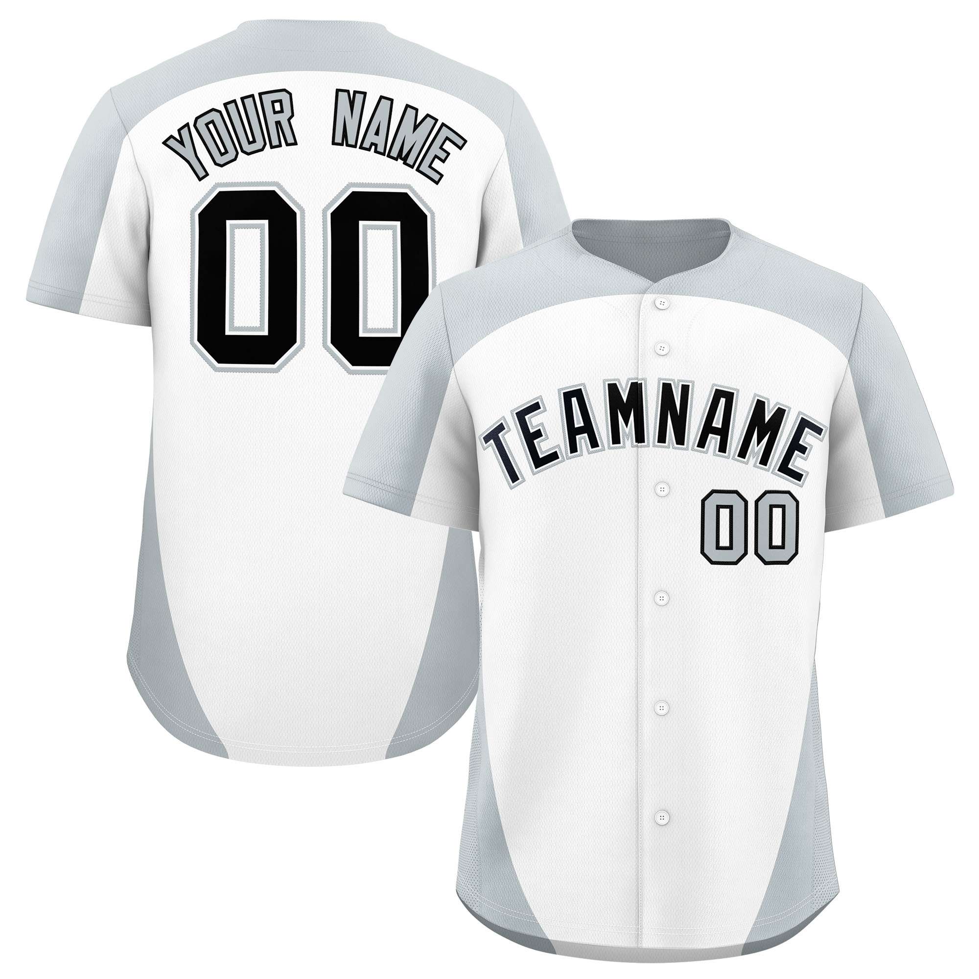 Custom White Silver Personalized Edge Color Block Authentic Baseball Jersey