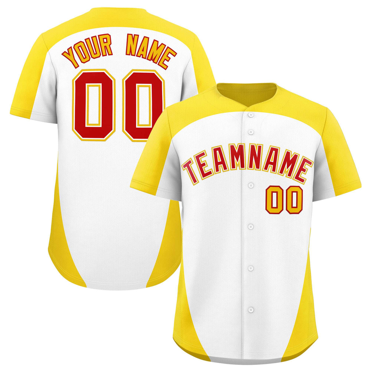 Custom White Gold Personalized Edge Color Block Authentic Baseball Jersey