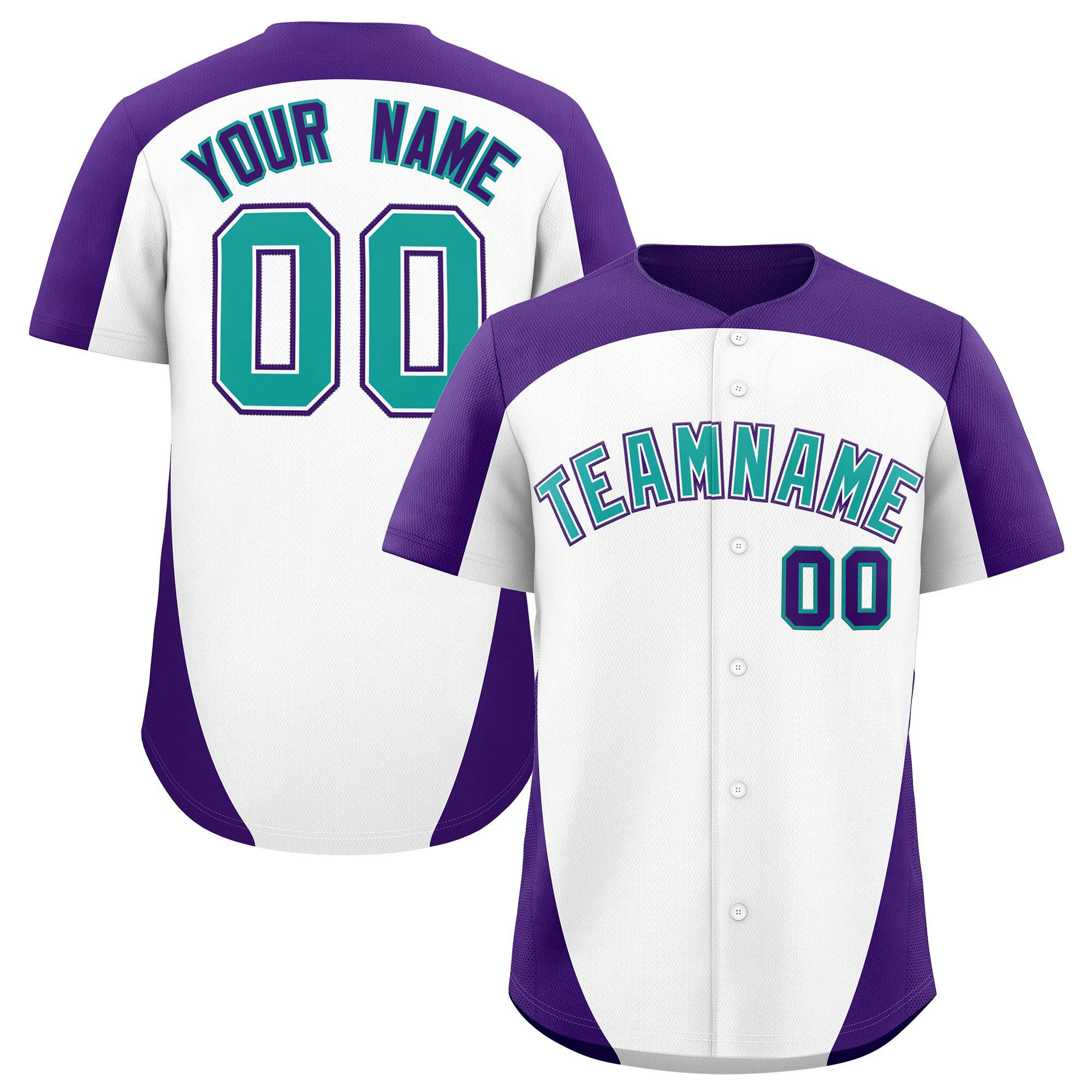 Custom White Purple Personalized Edge Color Block Authentic Baseball Jersey