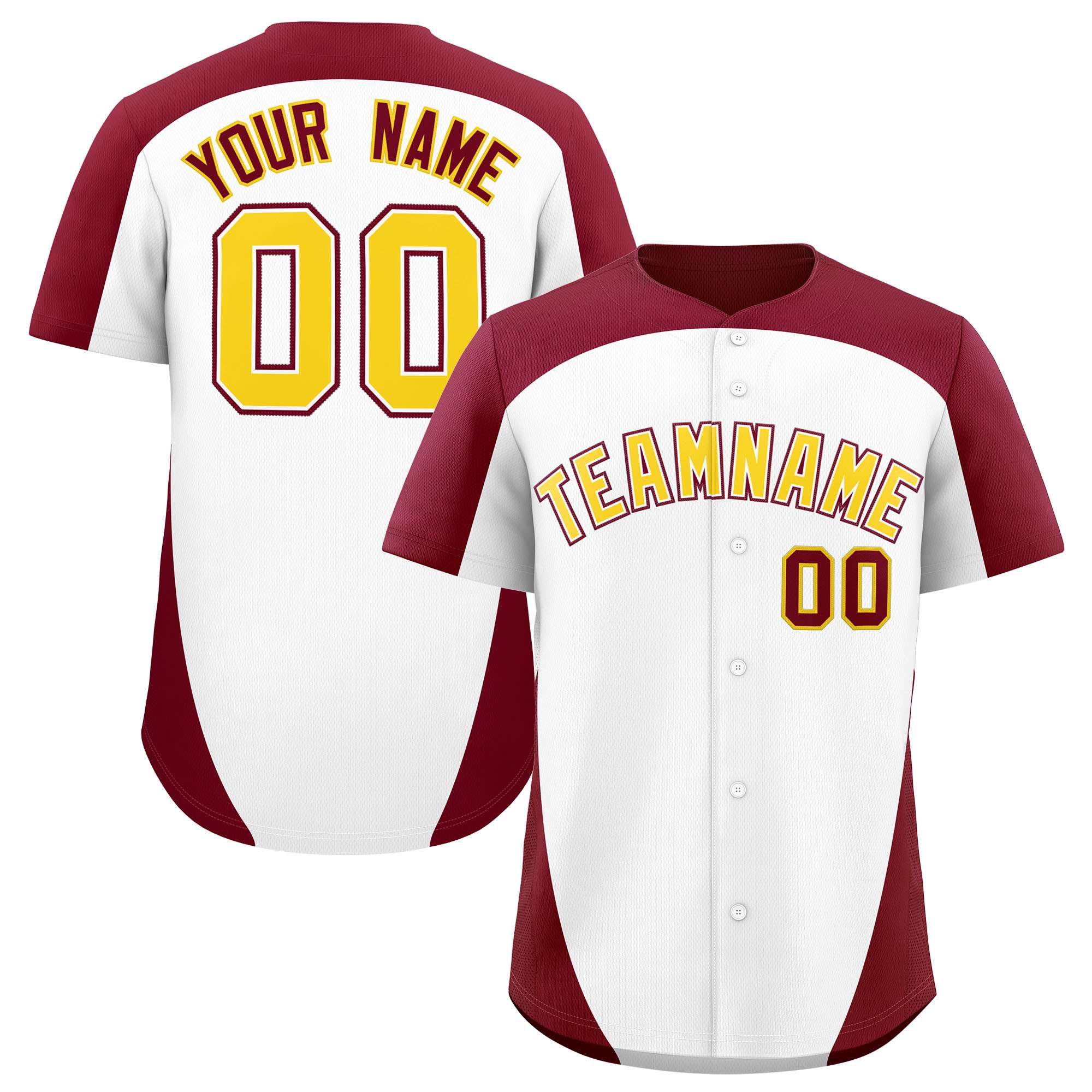 Custom White Crimson Personalized Edge Color Block Authentic Baseball Jersey