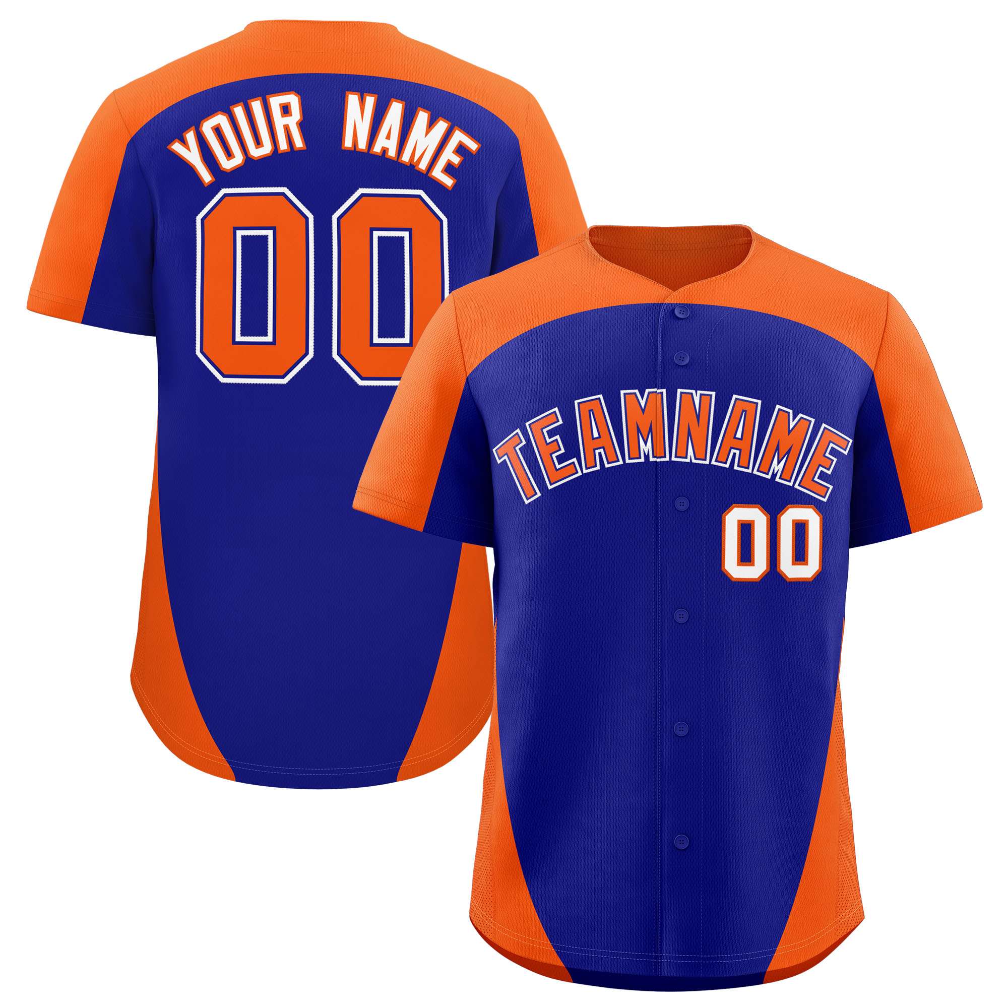 Custom Royal Orange Personalized Edge Color Block Authentic Baseball Jersey