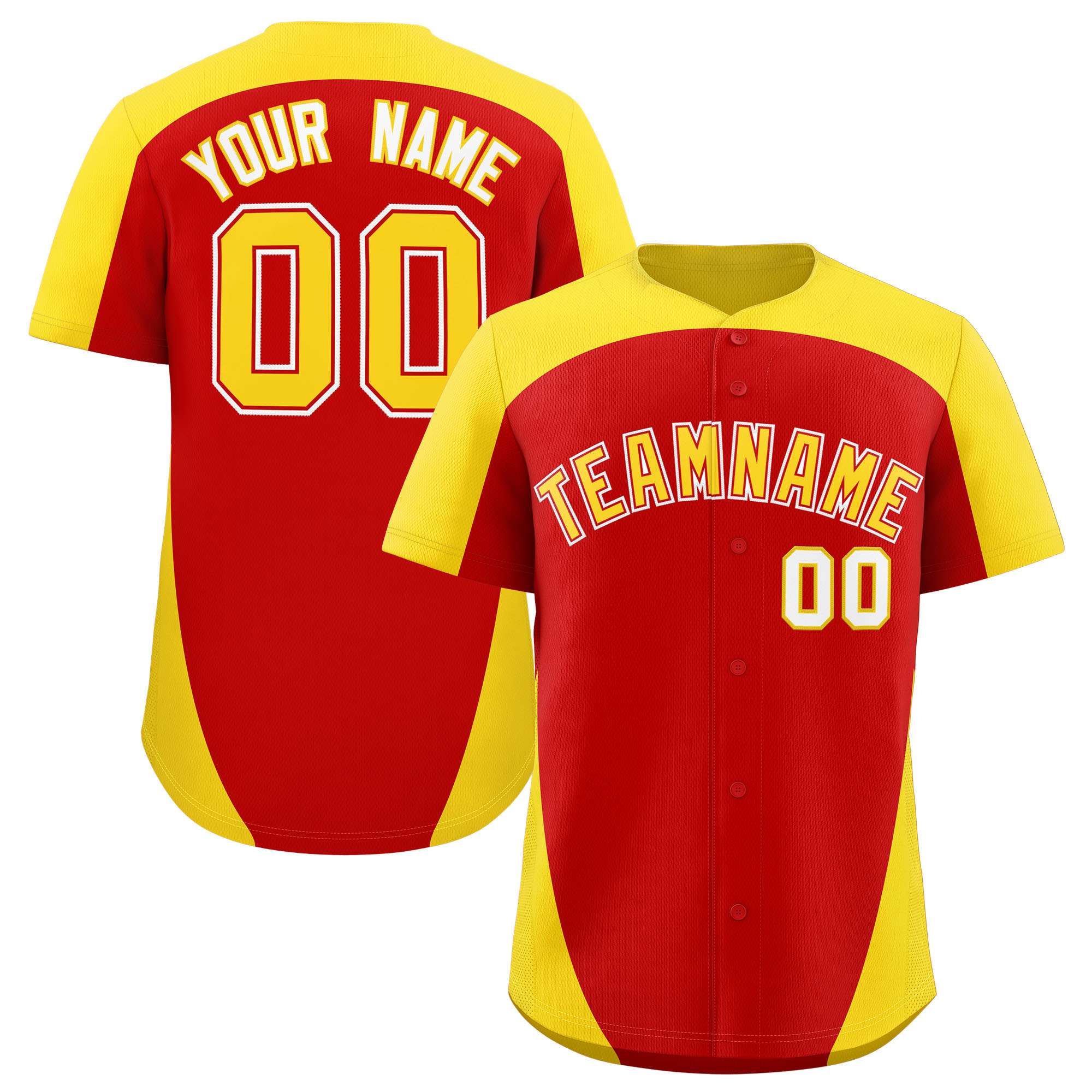 Custom Red Gold Personalized Edge Color Block Authentic Baseball Jersey