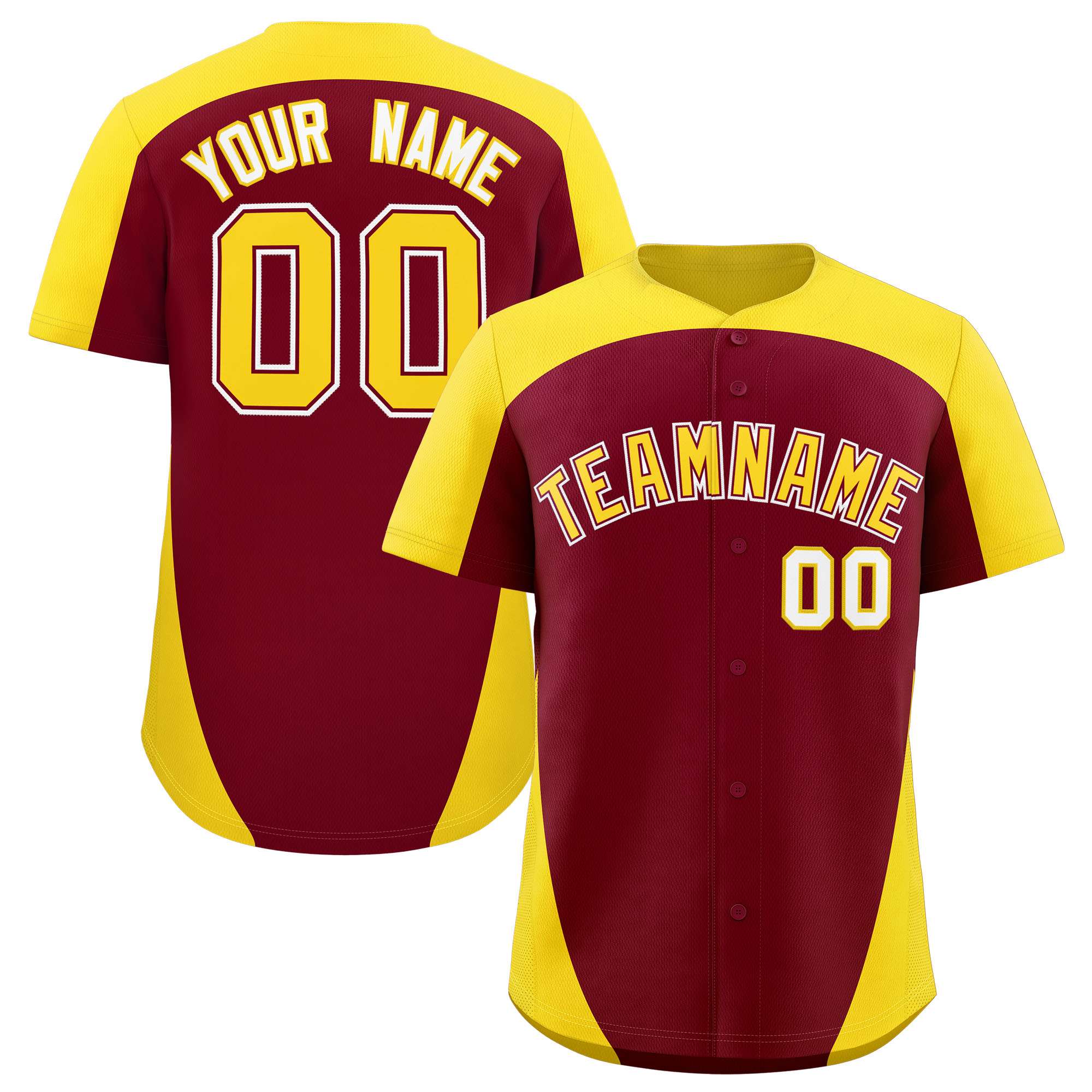 Custom Crimson Gold Personalized Edge Color Block Authentic Baseball Jersey