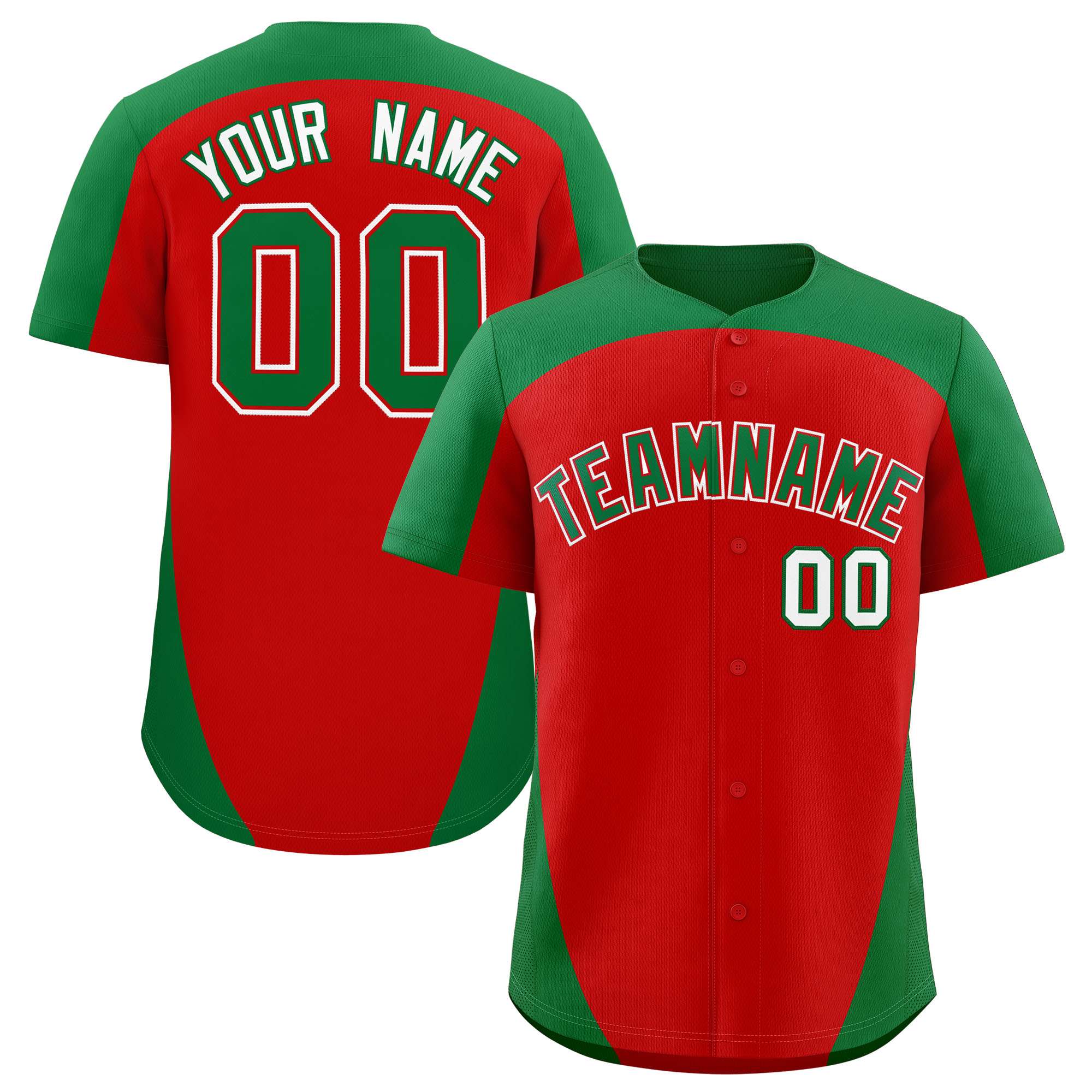 Custom Red Kelly Green Personalized Edge Color Block Authentic Baseball Jersey