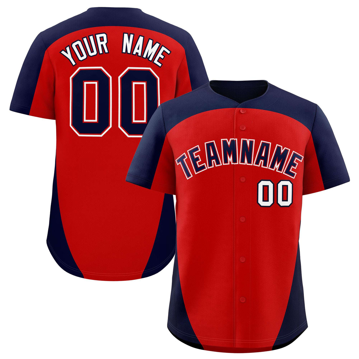 Custom Red Navy Personalized Edge Color Block Authentic Baseball Jersey
