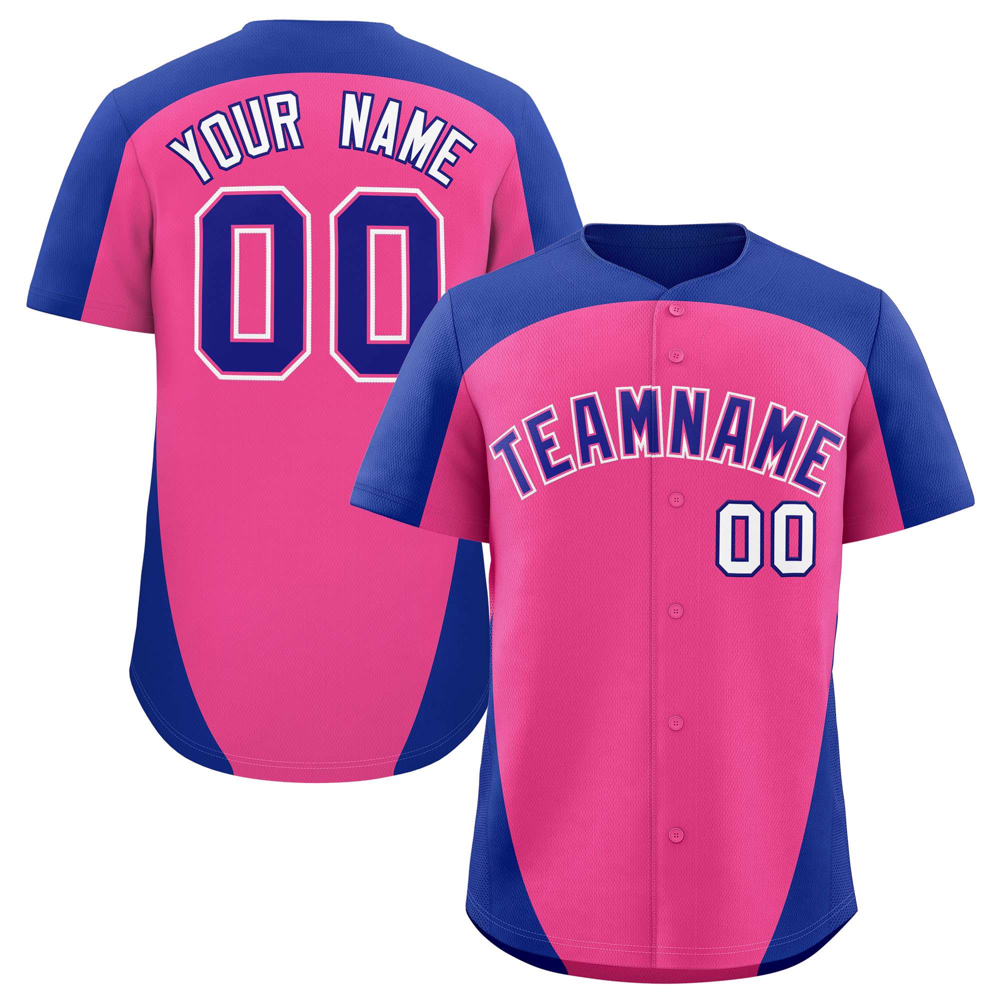 Custom Pink Royal Personalized Edge Color Block Authentic Baseball Jersey