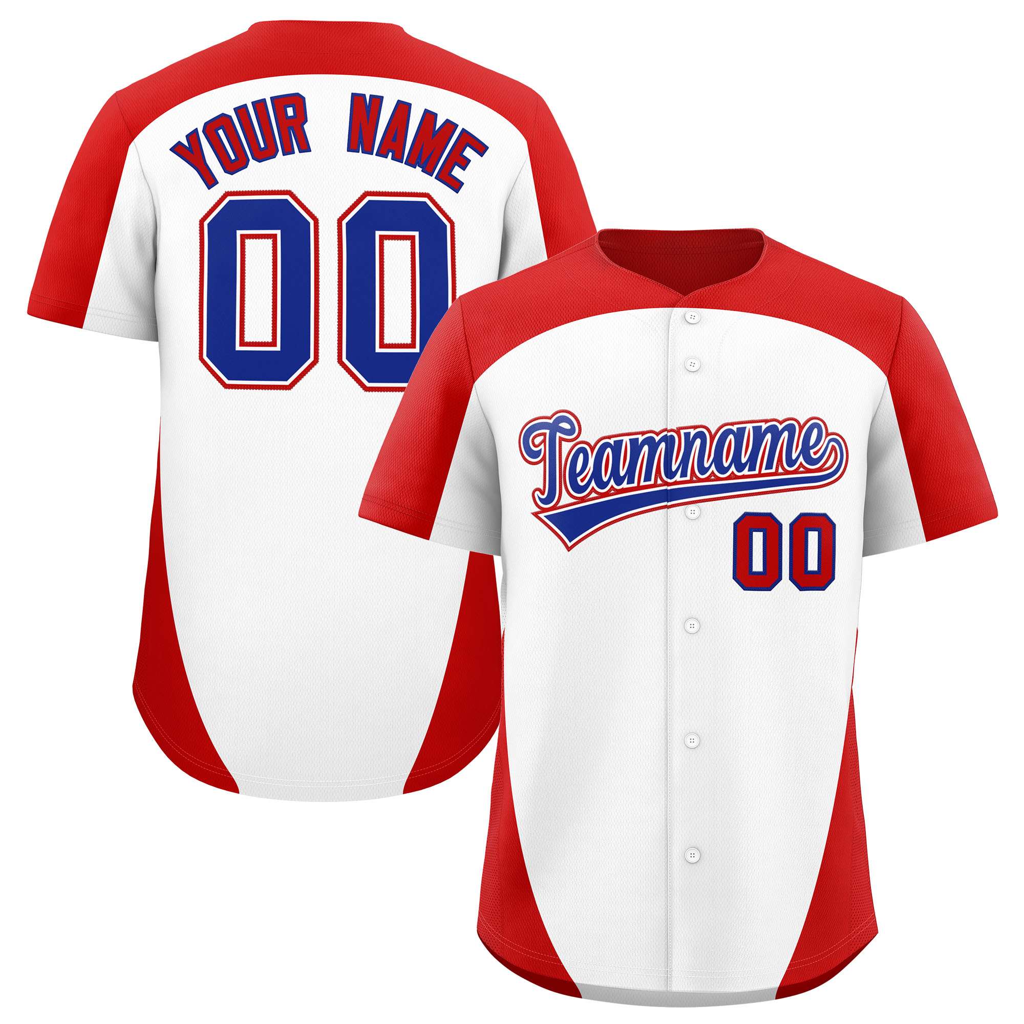 Custom White Red Personalized Edge Color Block Authentic Baseball Jersey