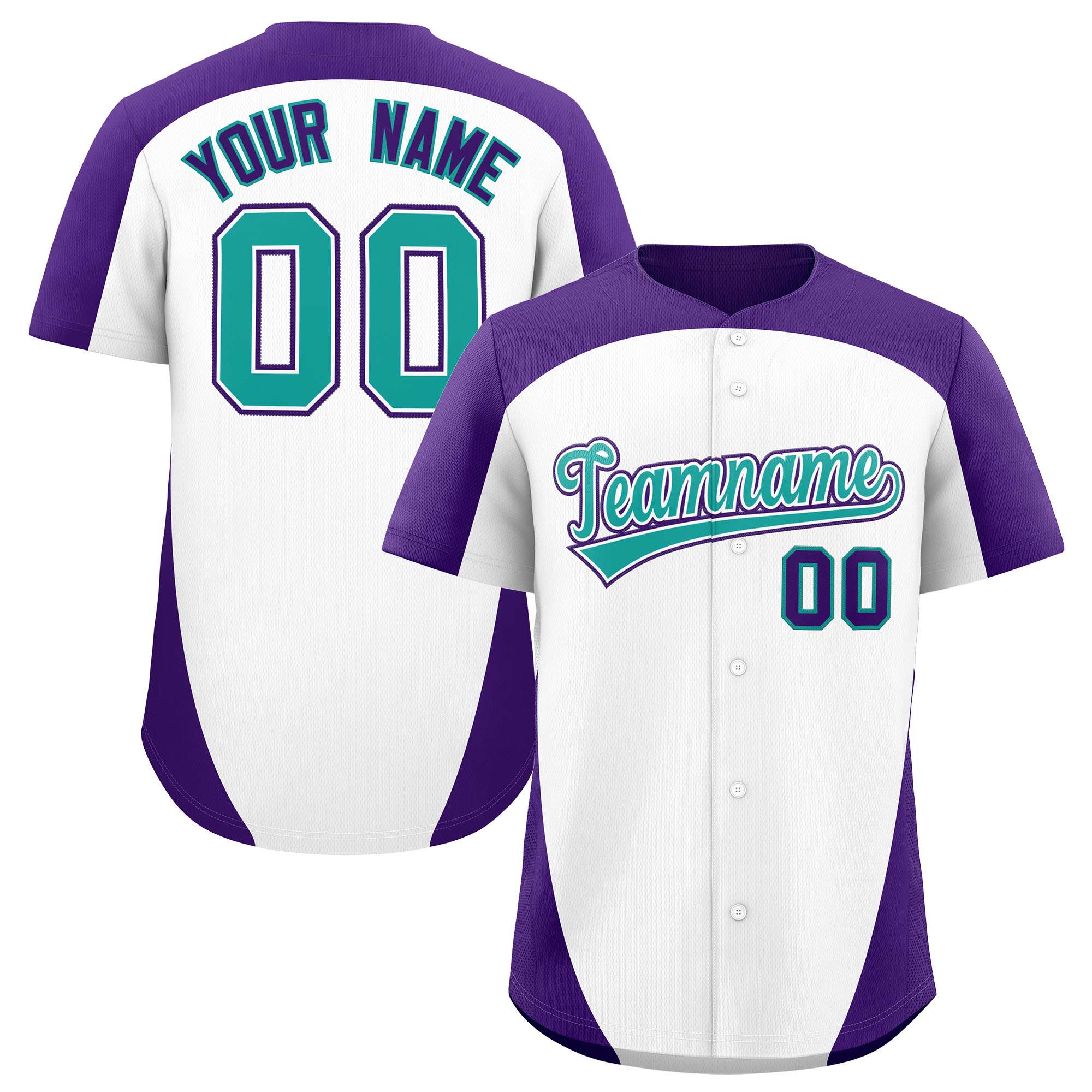 Custom White Purple Personalized Edge Color Block Authentic Baseball Jersey