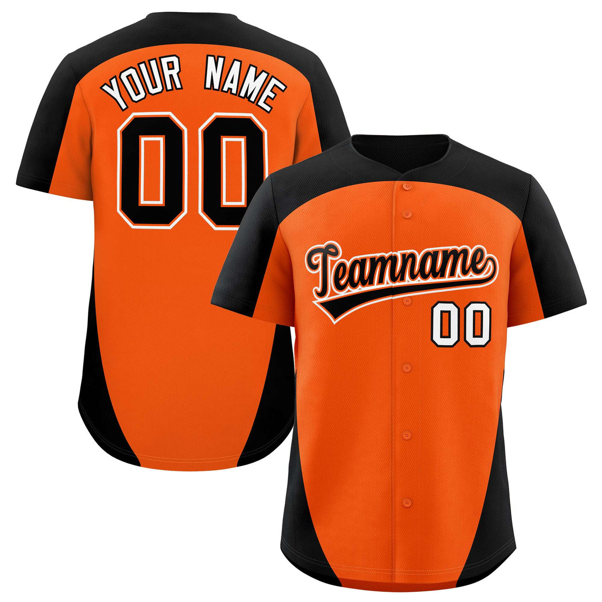 Custom Orange Black Personalized Edge Color Block Authentic Baseball Jersey