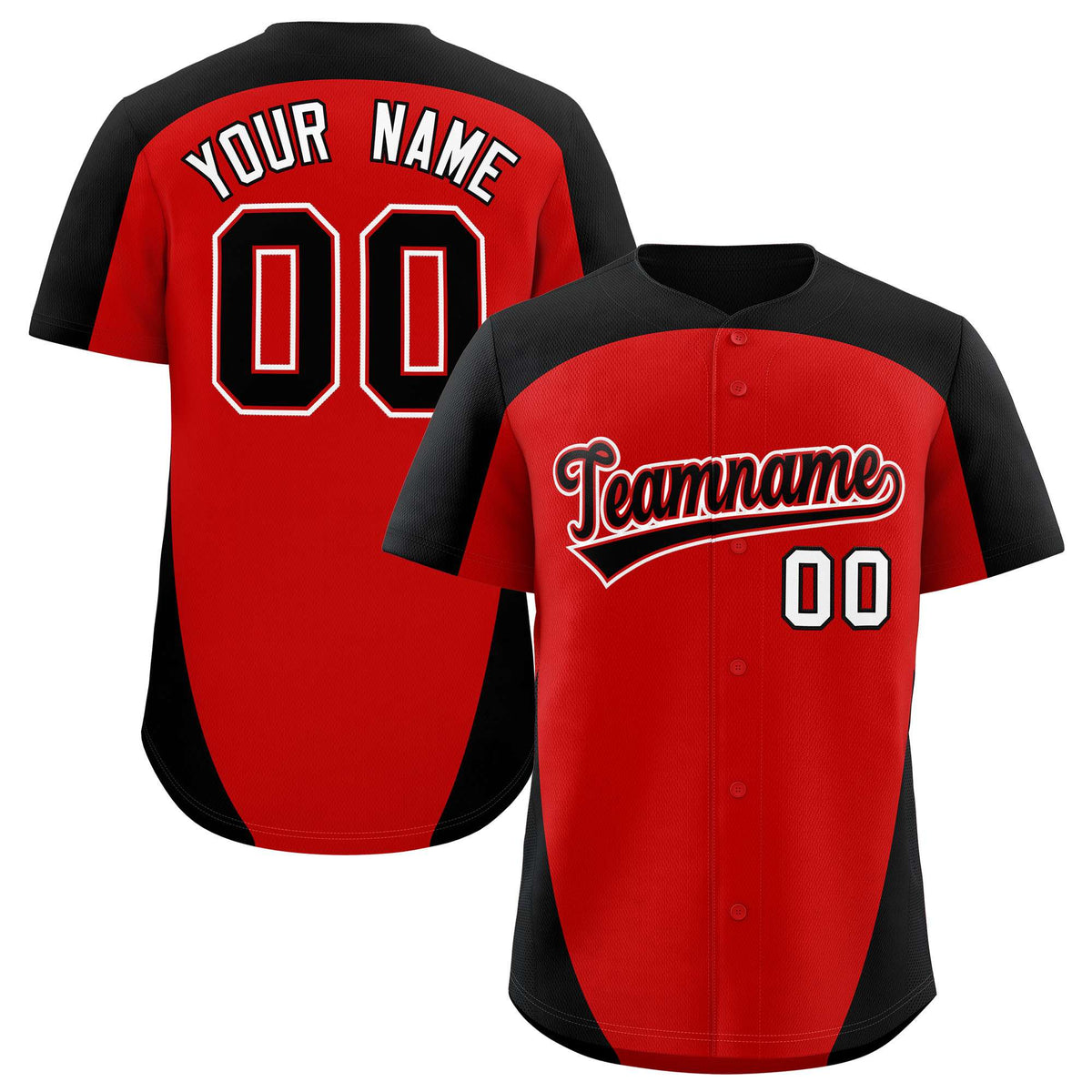 Custom Red Black Personalized Edge Color Block Authentic Baseball Jersey