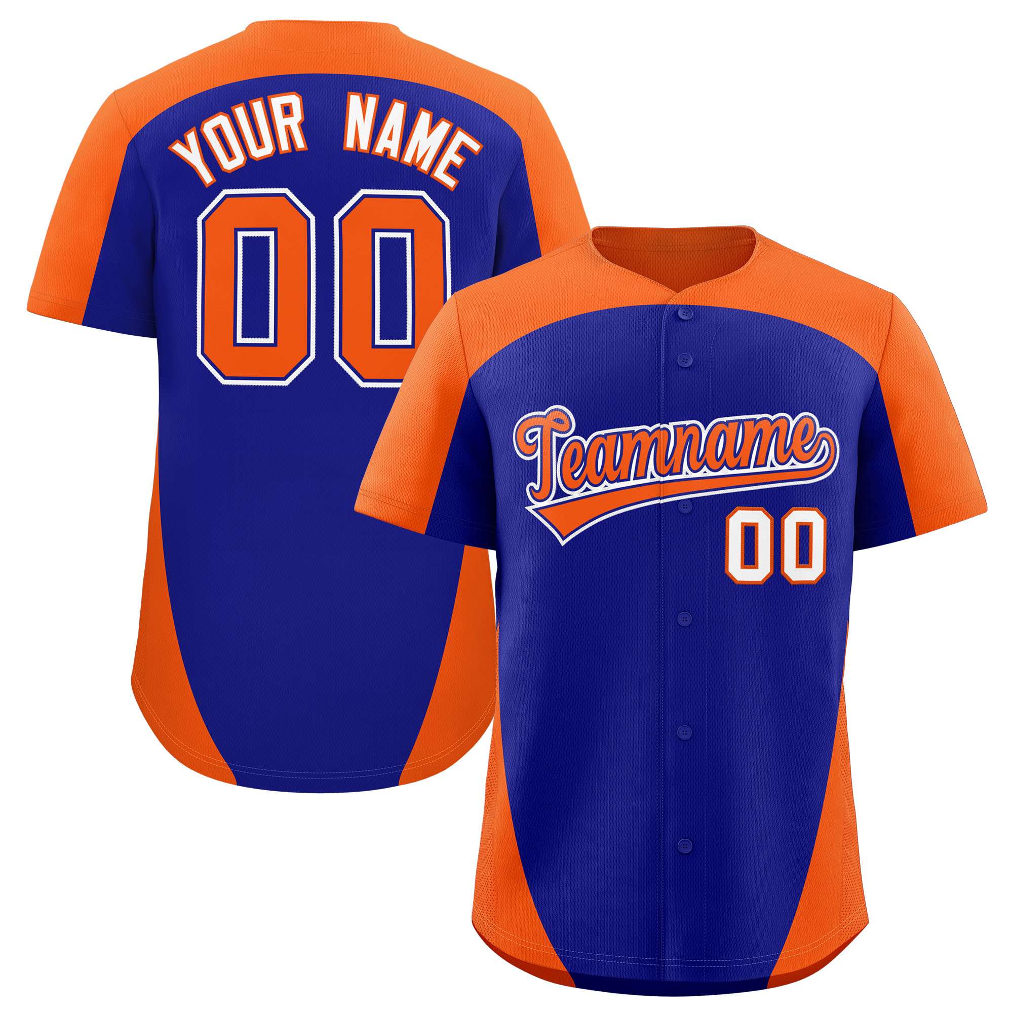 Custom Royal Orange Personalized Edge Color Block Authentic Baseball Jersey