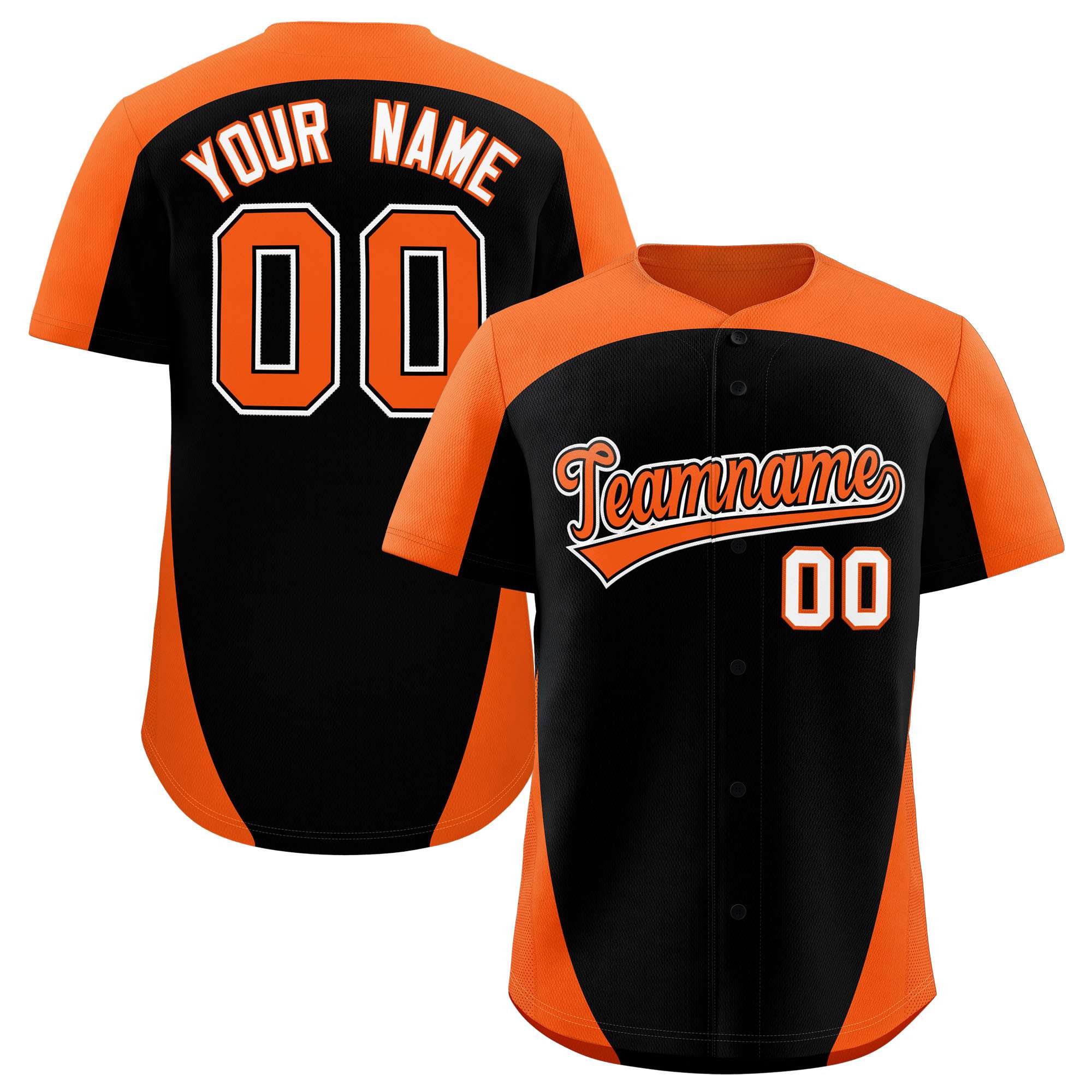 Custom Black Orange Personalized Edge Color Block Authentic Baseball Jersey